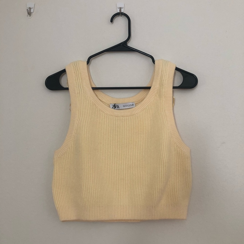 NEW ZARA Yellow Knit Sweater Crop Tank